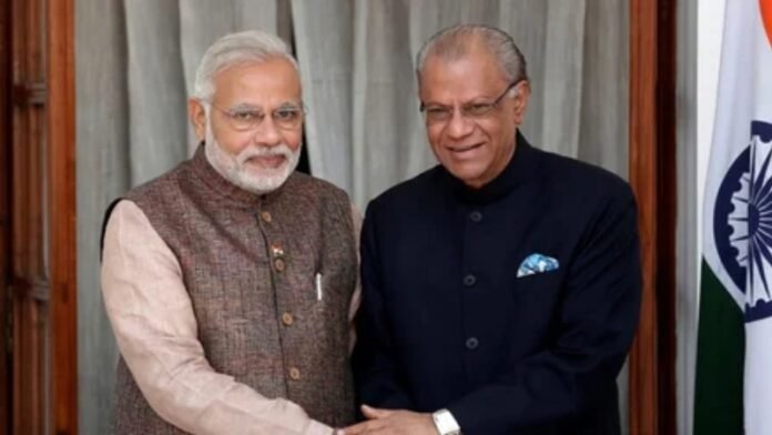 प्रधानमंत्री मोदी प्रधानमंत्री रामगुलाम के साथ