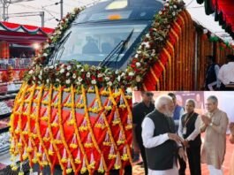 वाराणसी से देश को चार नई वंदे भारत एक्सप्रेस की सौगात, पीएम मोदी ने दिखाई हरी झंडी; ‘वंदे मातरम्’ की 150वीं वर्षगांठ पर सीएम योगी ने नागरिक कर्तव्य पर दिया संदेश वंदे भारत एक्सप्रेस